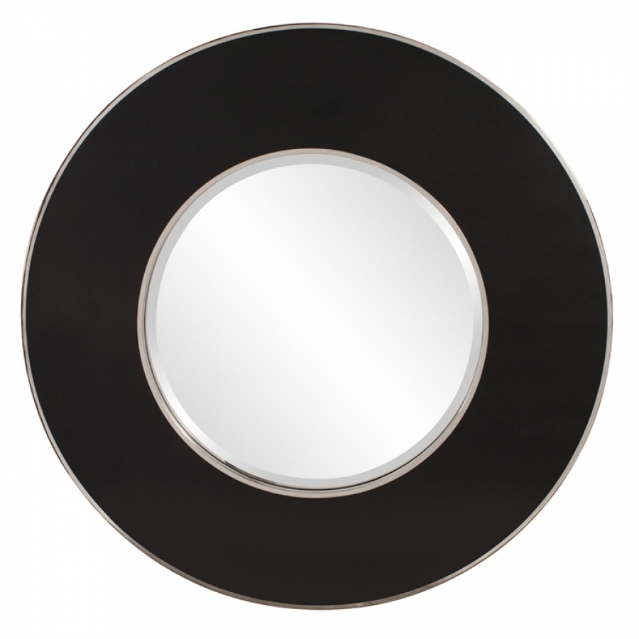 Regent Black Glass with Stainless Steel Inset & Border Round Mirror