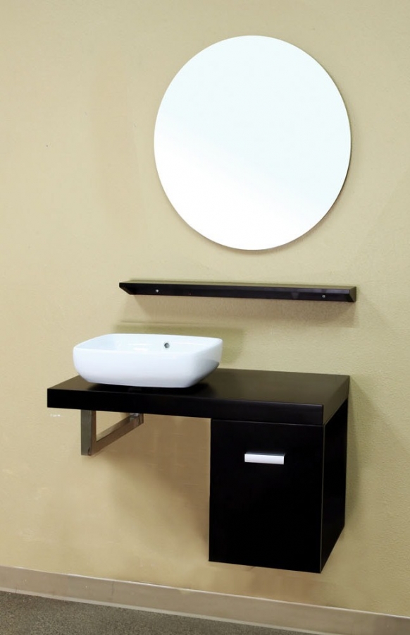 36 Inch Modern Single Sink Wall Mount Bathroom Vanity in Black UVBH20310636