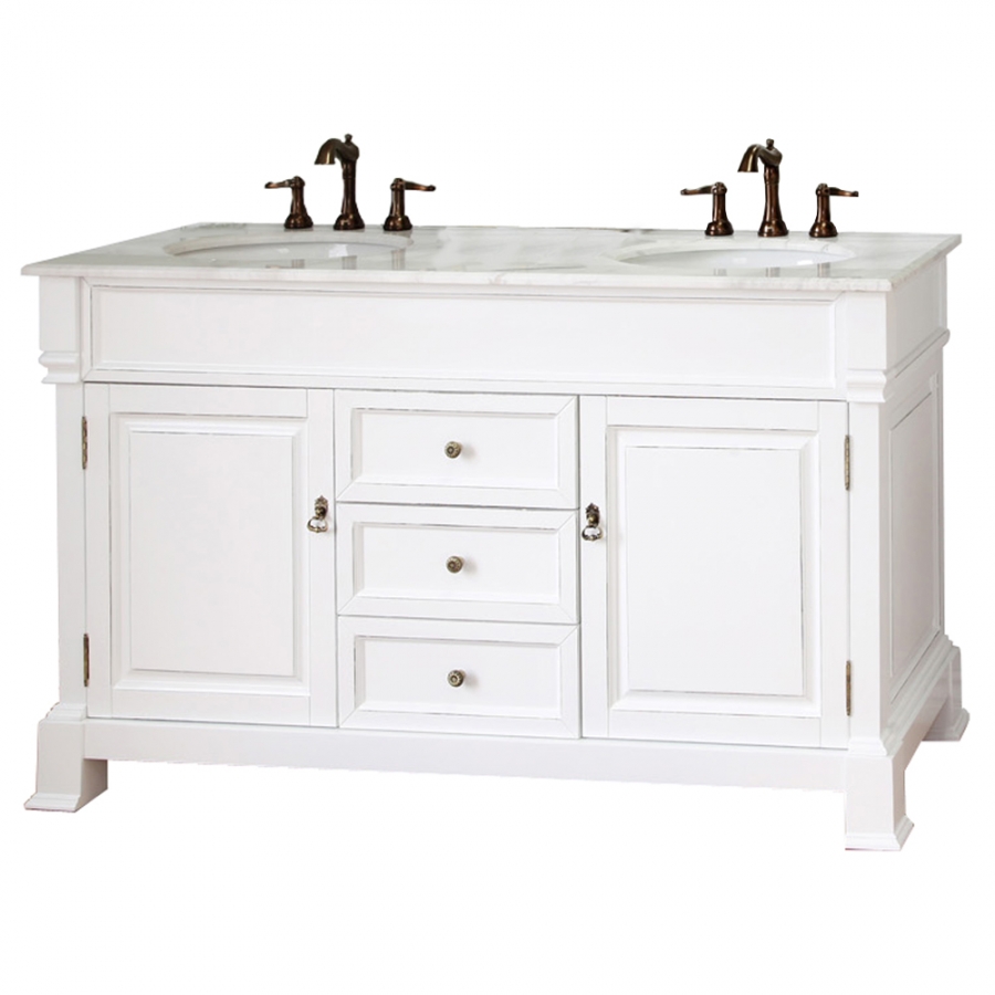 60 Inch Double Bathroom Vanity in White UVBH205060DWH60