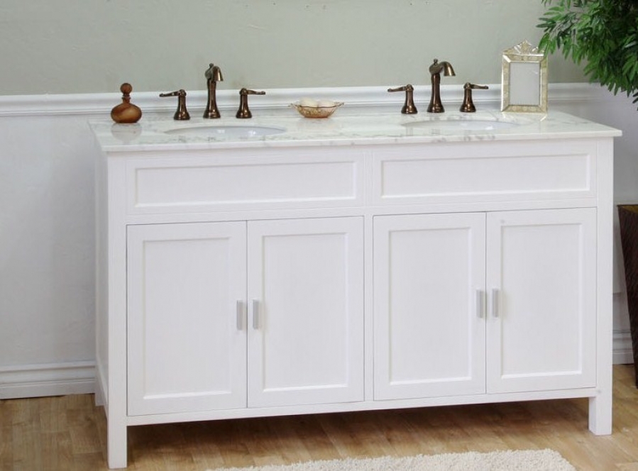 White Double Vanity For Bathroom