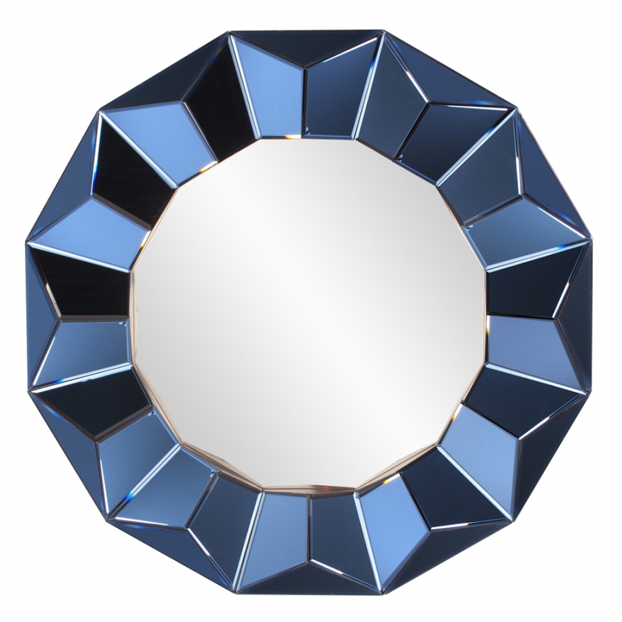 Kaleidoscope Cobalt Blue Round Mirror UVHE68068