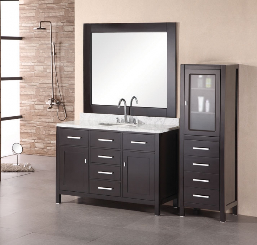 48 Inch Modern Single Sink Bathroom Vanity with White 