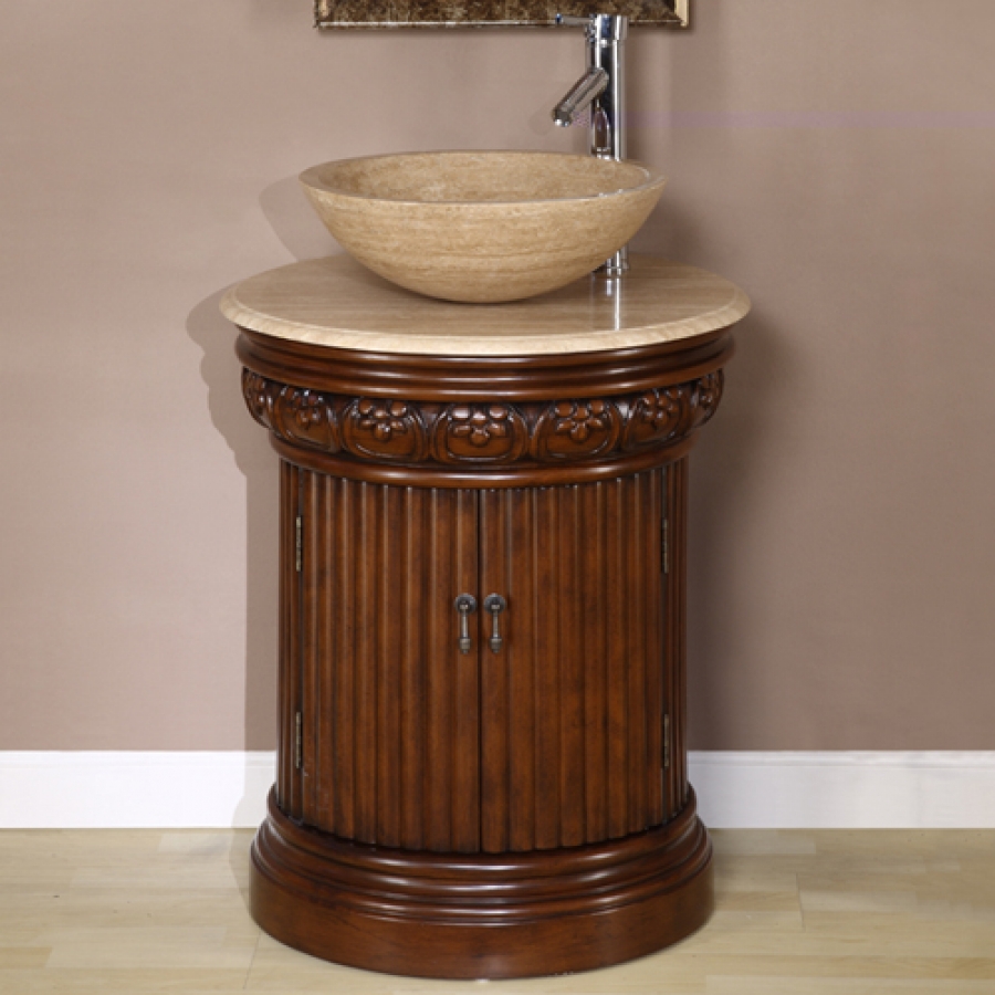 24 Inch Small Vessel Sink Vanity In Dark Brown Finish Uvsr0160t24 8516