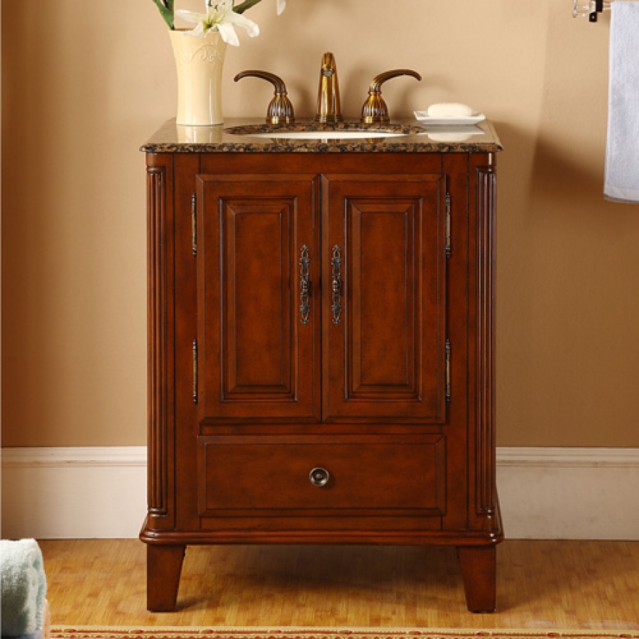 28 Inch Single Sink Bathroom Vanity with Granite Counter 