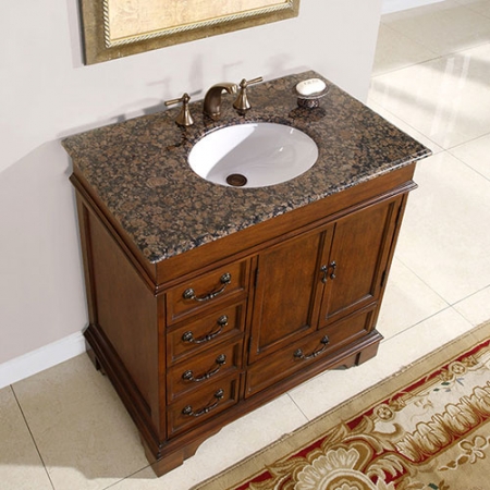 vanity sink bathroom single 36 granite inch countertop silkroad cabinet exclusive marble vanities counter stone riverbank bath shopping baltic brown