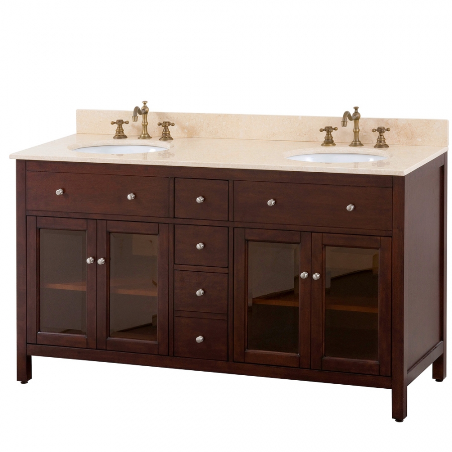 60 Inch Double Bathroom Vanity with Choice of Top ...