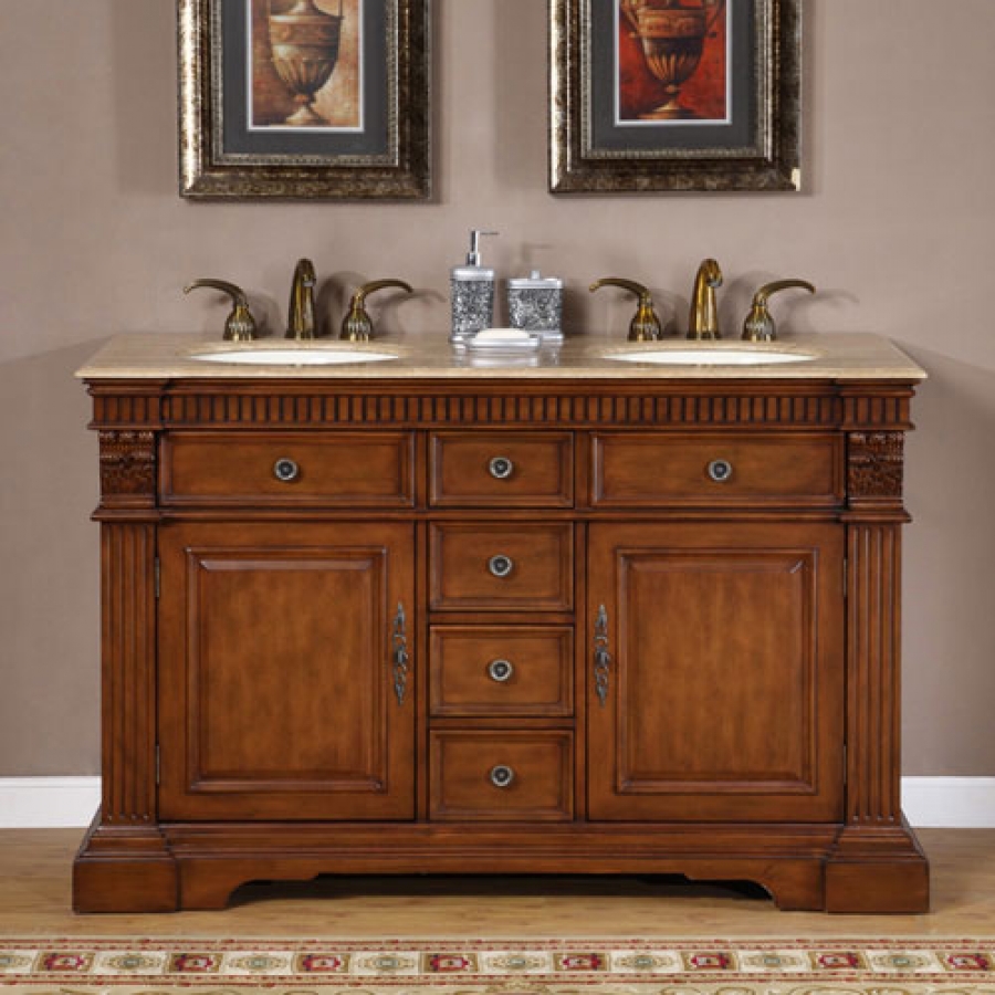 55 Inch Furniture Style Double Sink Bathroom Vanity UVSR018155