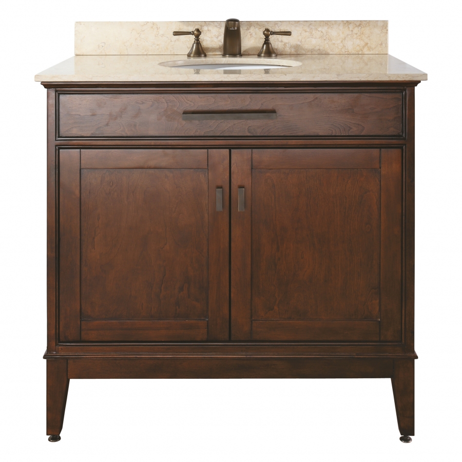 36 Inch Single Sink Bathroom Vanity in Tobacco with Choice of Countertop UVACMADISONV36TO