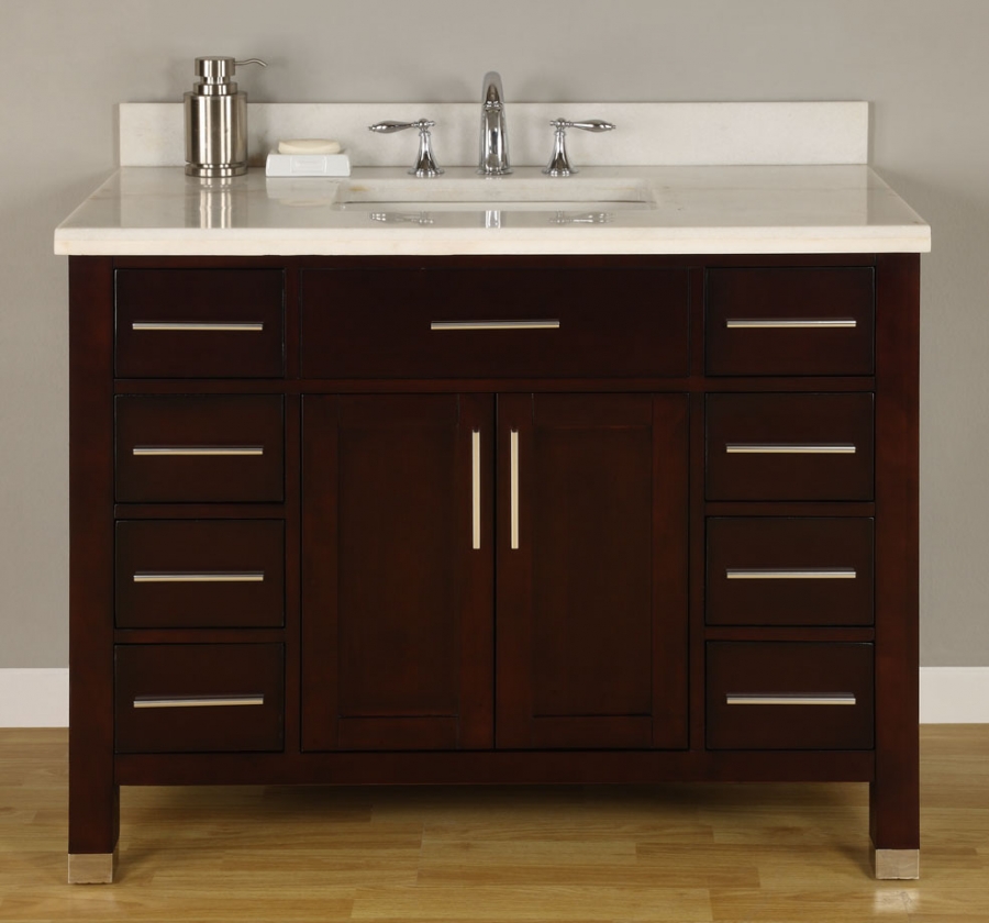 42 Inch Single Sink Modern Dark Cherry Bathroom Vanity With Choice Of 