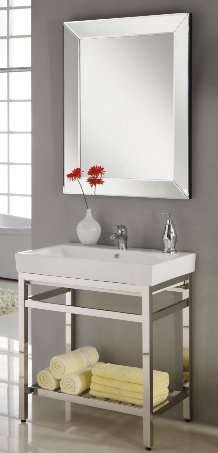 31 Inch Single Sink Console Bathroom Vanity with Choice of Metal Base