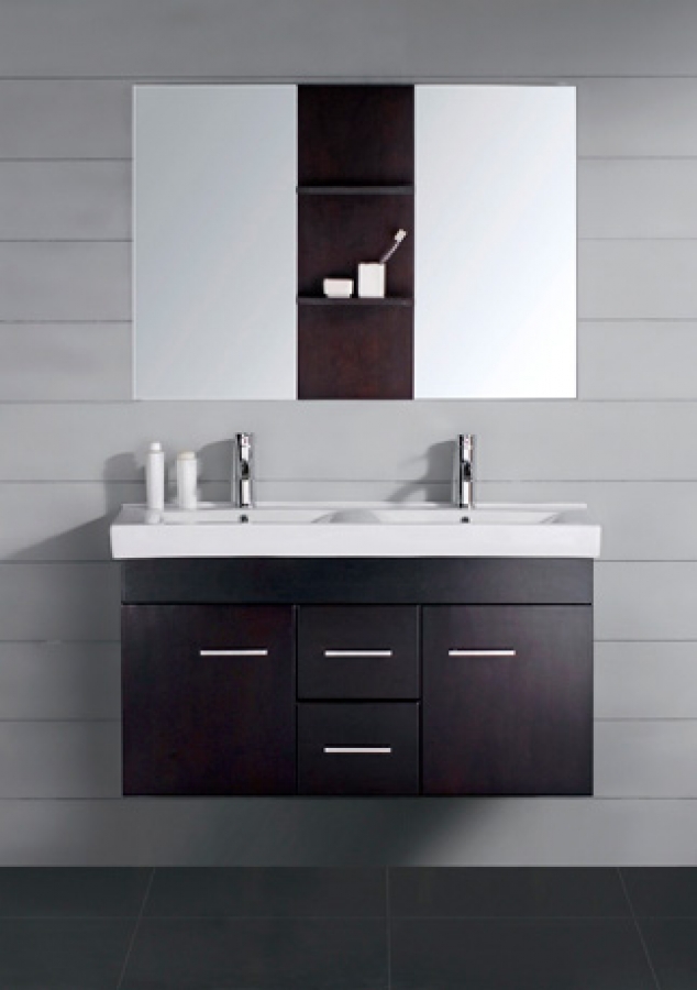  Modern Double Sink Bathroom Vanity Espresso with Mirror UVVU306747