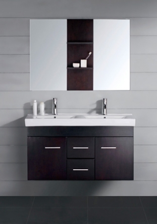 47 Inch Modern Double Sink Bathroom Vanity Espresso with 