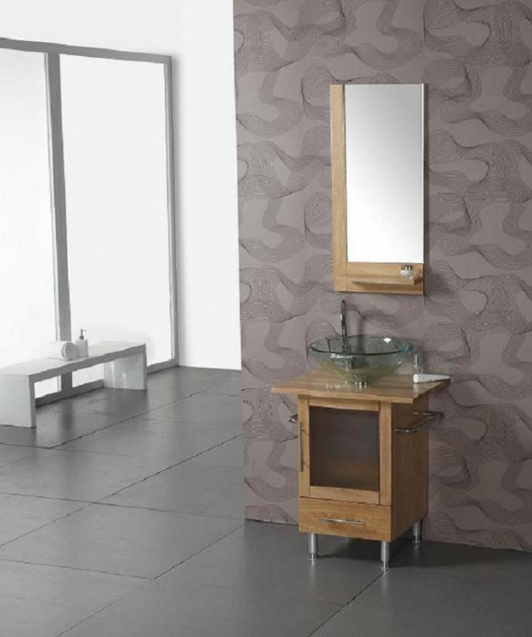 24 Inch Modern Single Sink Bathroom Vanity with Clear