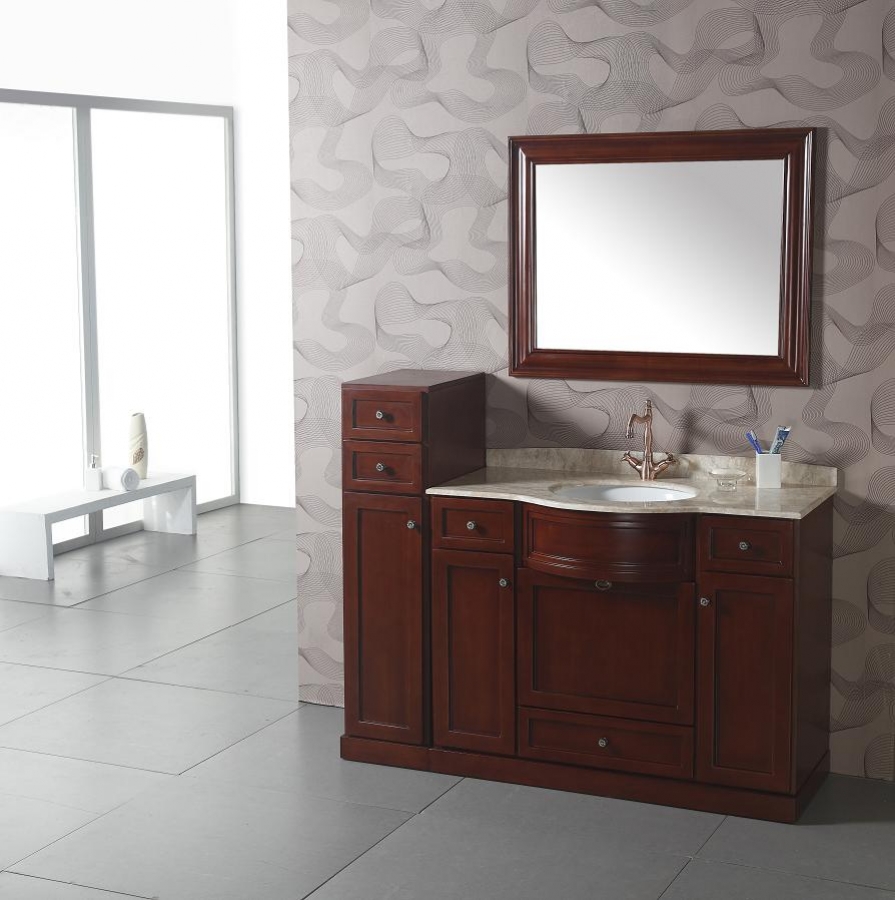 43 Inch Transitional Single Sink Bathroom Vanity with Cream Marble Top