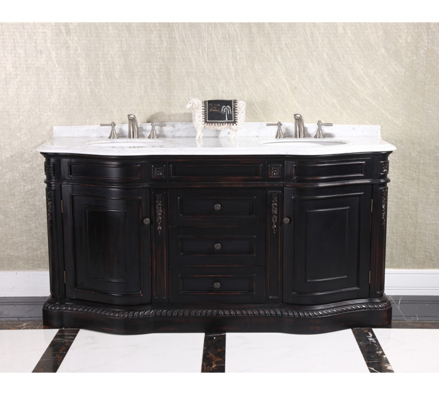 68 Inch Double Sink Bathroom Vanity in Dark Chocolate Brown UVLFWB2668L68