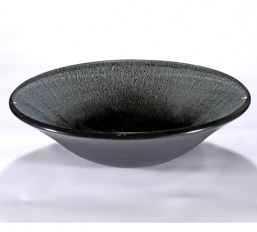 Blue and Gray Round Glass Vessel Sink UVLFZA-1263