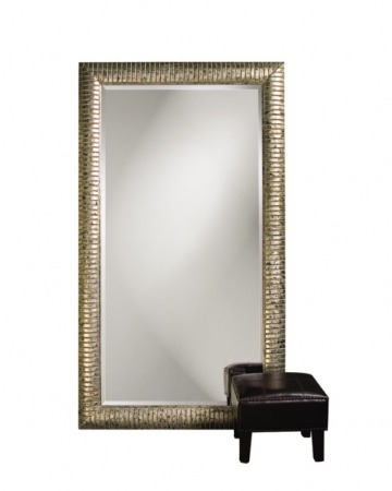 Daniel Mottled Silver Leaf Mirror with Black Patina Leaner