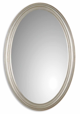 Franklin Distressed Silver Leaf with Gray Glaze Oval Mirror