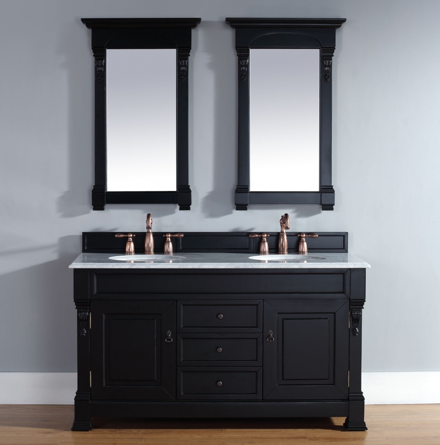 60 Inch Double Sink Bathroom Vanity in Antique Black UVJMF147114563160