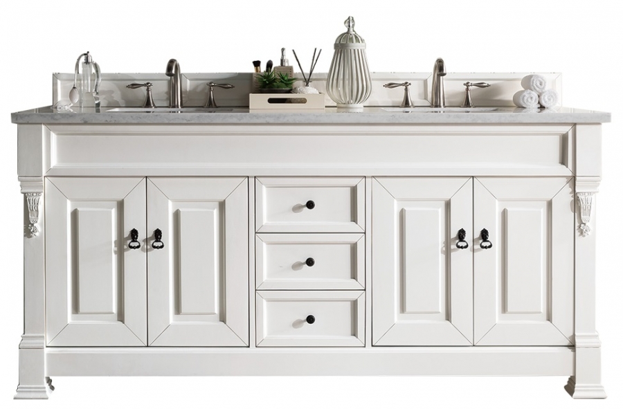 72 Inch White Double Sink Bathroom Vanity | Custom Top