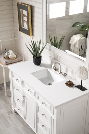 48 Inch Single Sink Bathroom Vanity in Bright White with Choice of Top