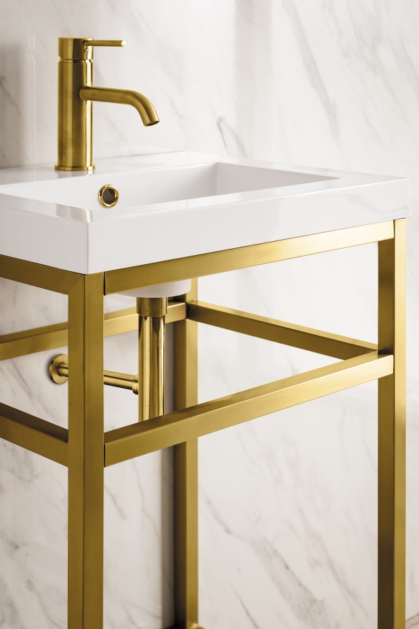 20 Inch Modern Radiant Gold Console Bathroom Sink with Legs