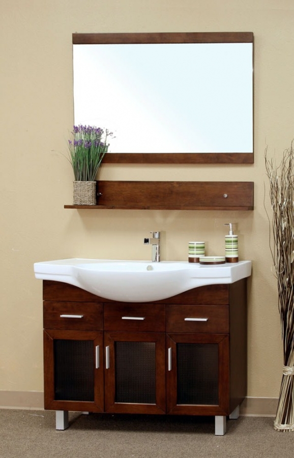 40 Inch Single Sink Bathroom Vanity In Medium Walnut - 40 Sink Bathroom Vanity