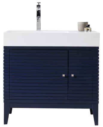 36 Inch Single Sink Bathroom Vanity in Victory Blue with Choice of Solid Surface Top