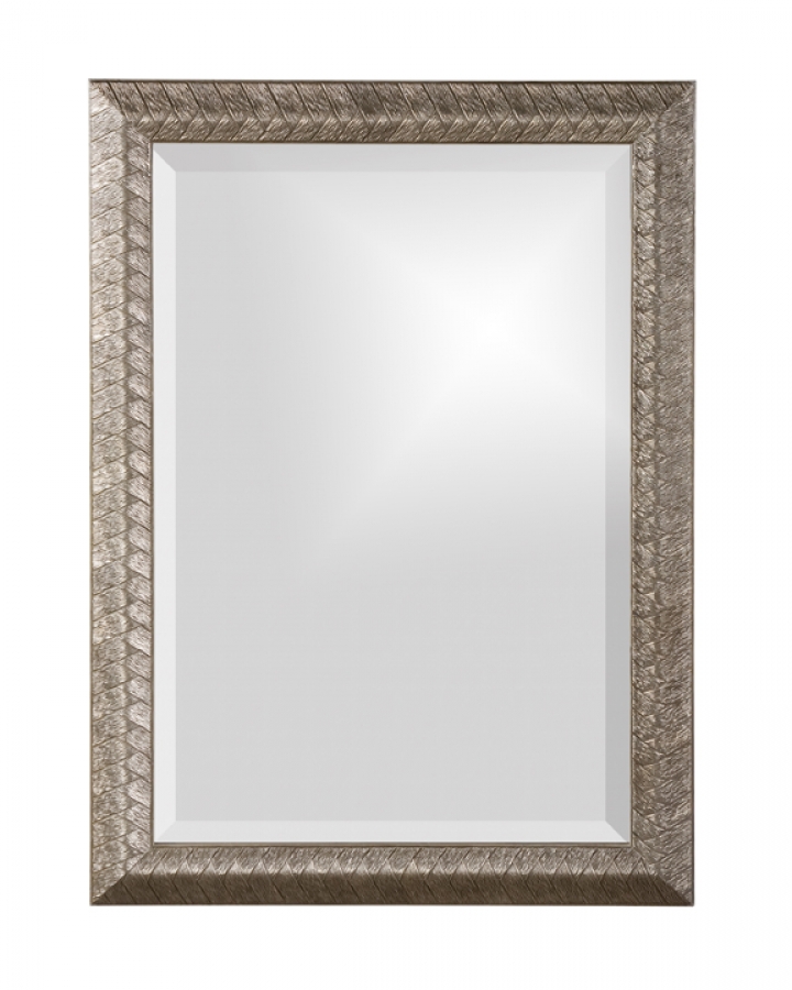 Rectangular Silver Leaf Bathroom Wall, Silver Leaf Beveled Wall Mirror