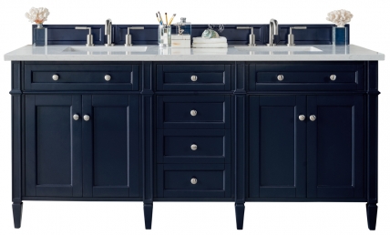 72 Inch Double Sink Bathroom Vanity in Victory Blue with Choice of Top