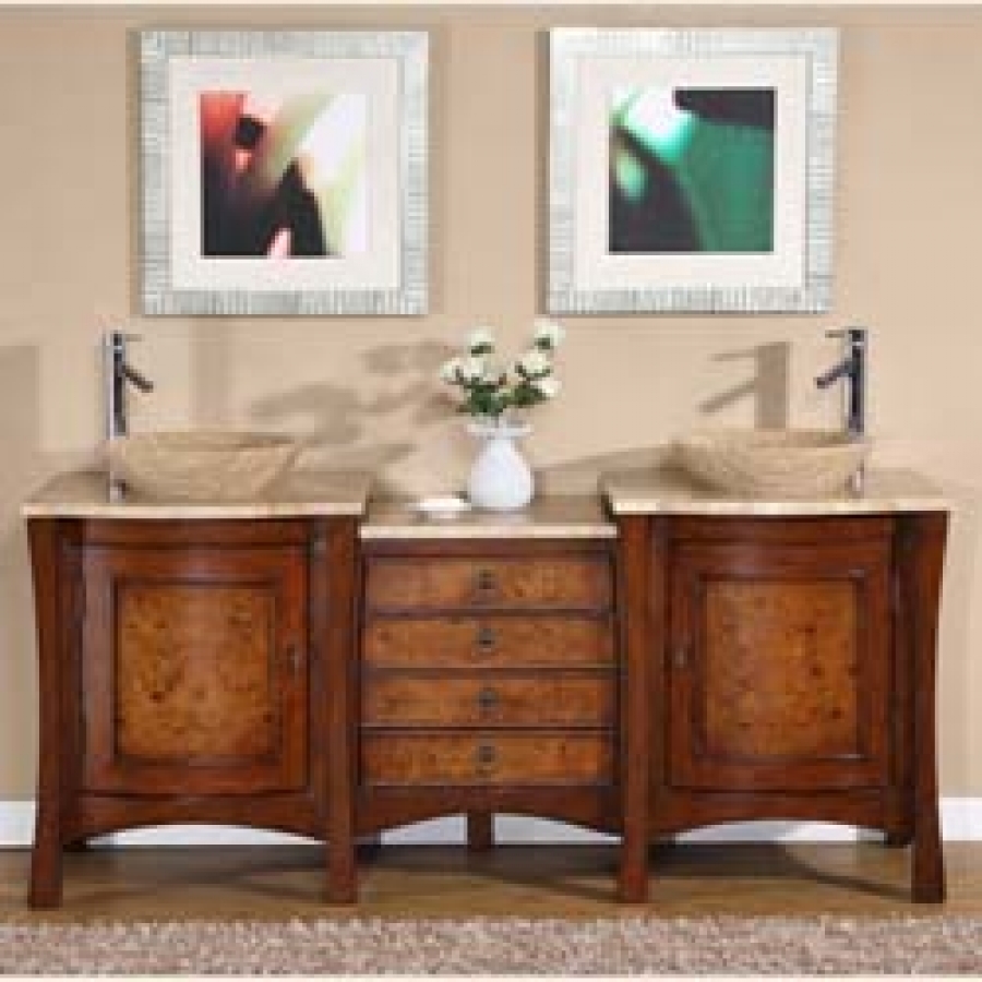 72 Inch Double Vessel Sink Bath Vanity With Drawers