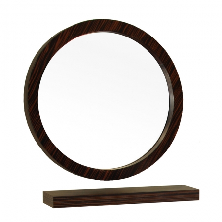 Round Solid Wood Ebony Frame Mirror