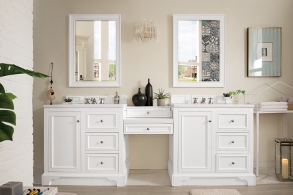 94 Inch Double Sink Bathroom Vanity with Makeup Table and Electrical Component