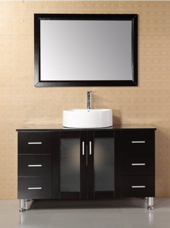 48 Inch Modern Single Bathroom Vanity with Black Glass UVDEDEC066CE48