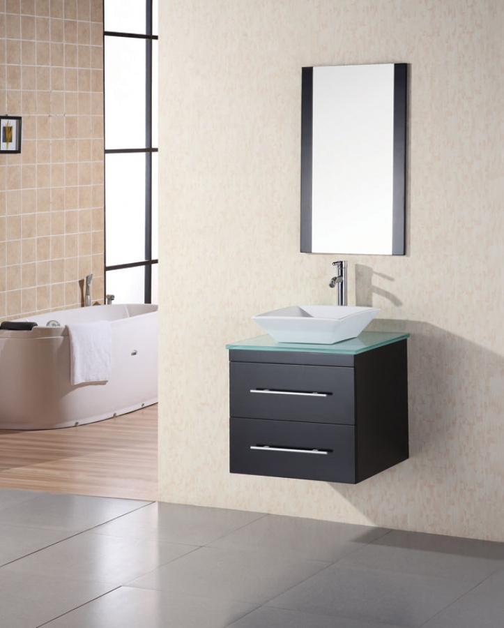 24 Inch Modern Wall Mounted Vessel Sink Bathroom Vanity