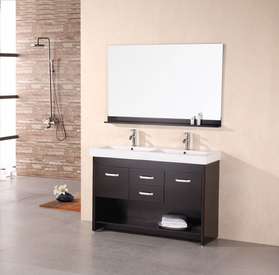 48 Inch Modern Double Sink Bathroom Vanity in Espresso