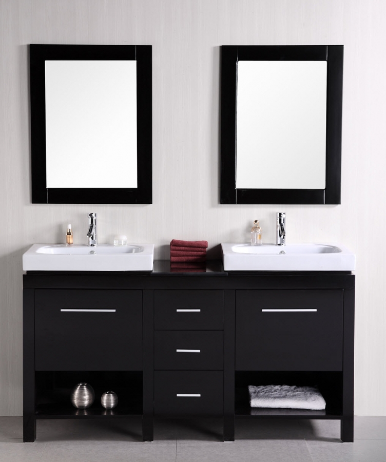 60 Inch Modern Double Sink Bathroom Vanity With Mirrors