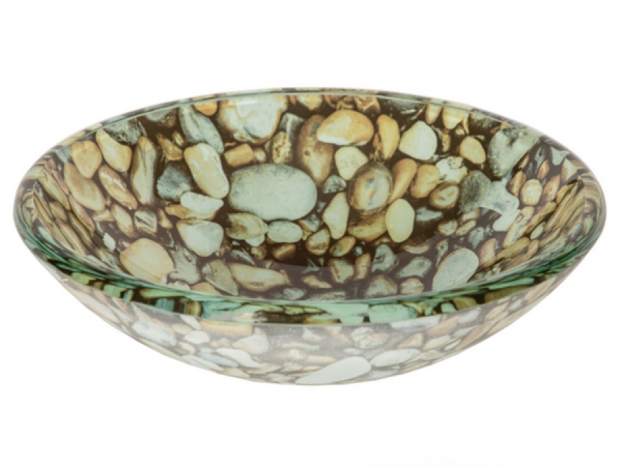 14 Inch Natural Pebble Pattern Glass Vessel Sink Uvebgs39