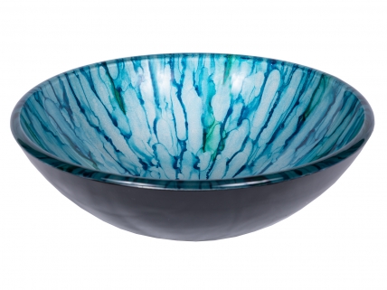 Blue and Green Magnolia Glass Vessel Sink