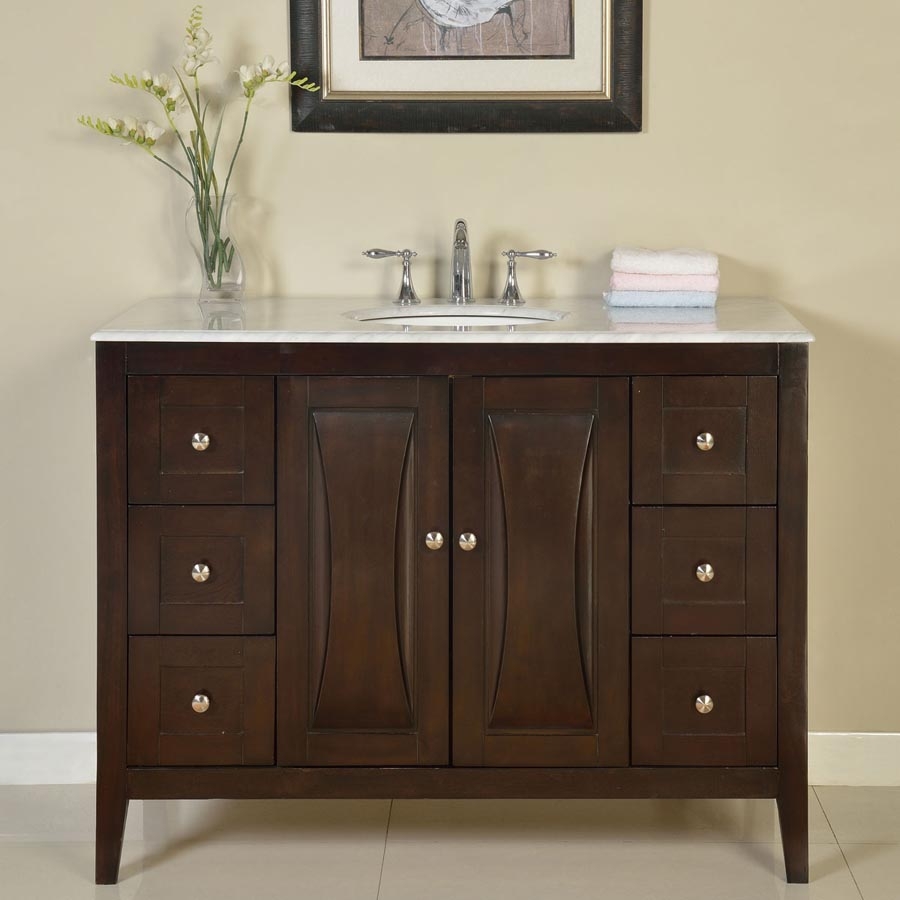 48 Inch Modern Single Bathroom Vanity with a Carrara White Marble ...