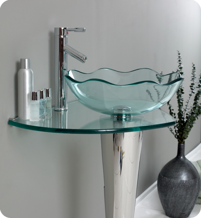 23 75 Inch Modern Pedestal Bathroom, 24 Bathroom Pedestal Vanity Glass Vessel Sink Set