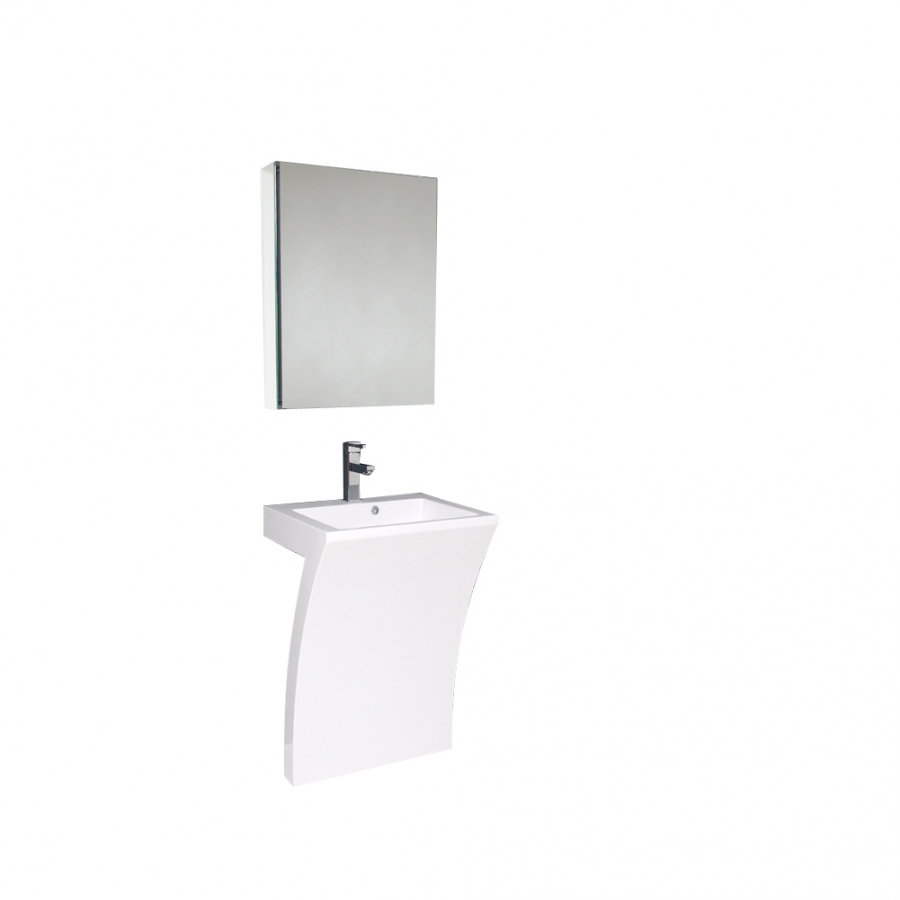 22 5 Inch Modern White Pedestal Sink Bath Vanity With Medicine