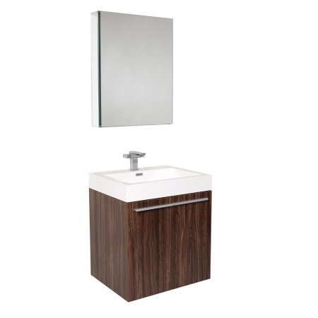 23 Inch Walnut Modern Bathroom Vanity with Medicine Cabinet