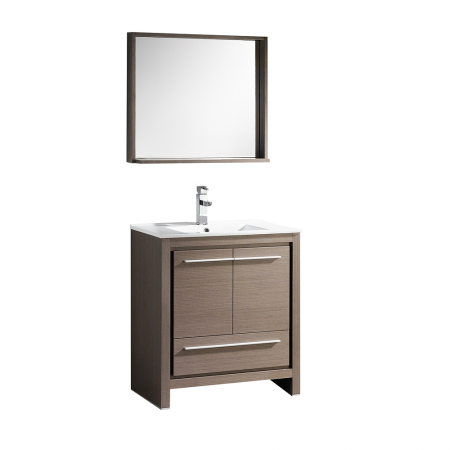 295 Inch Gray Oak Single Sink Bathroom Vanity Set On Sale