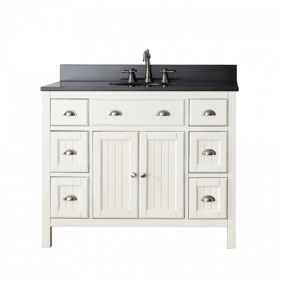 42 Inch Single Sink Bathroom Vanity in French White