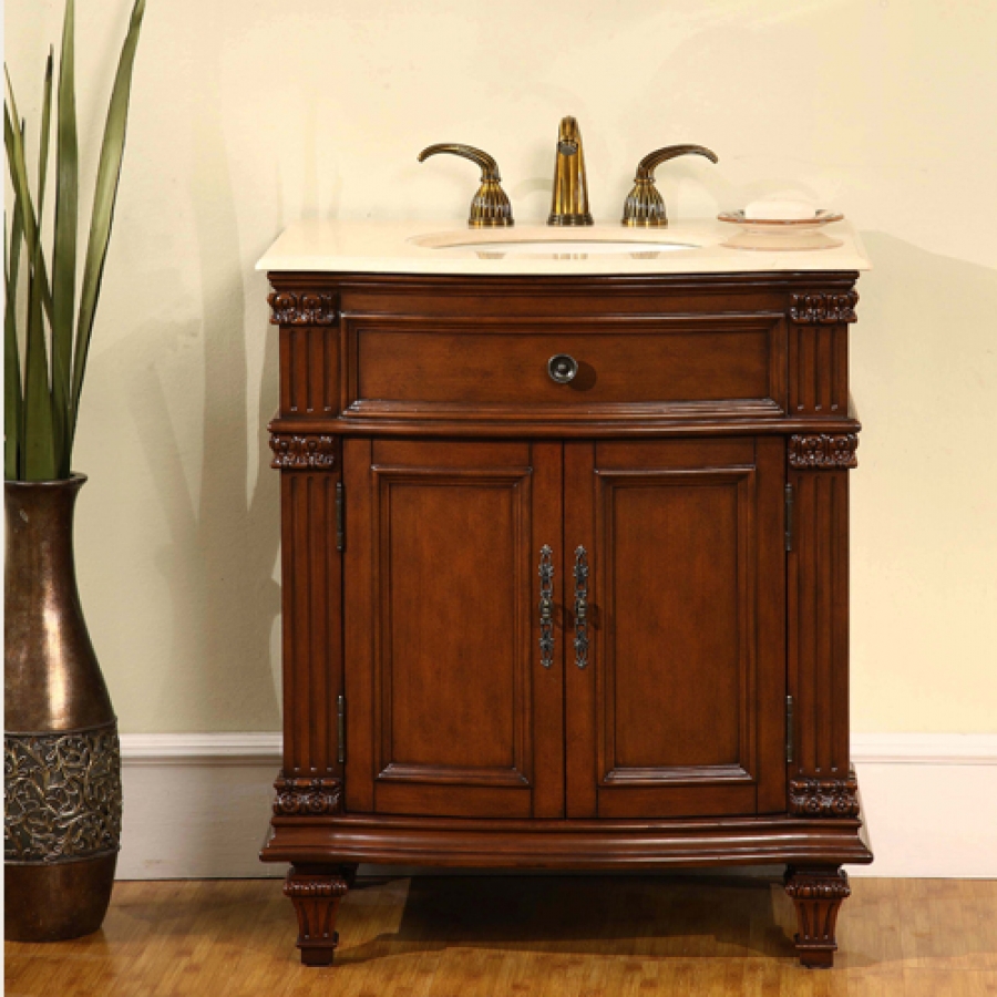 30.5 Inch Single Sink Bathroom Vanity with Marble