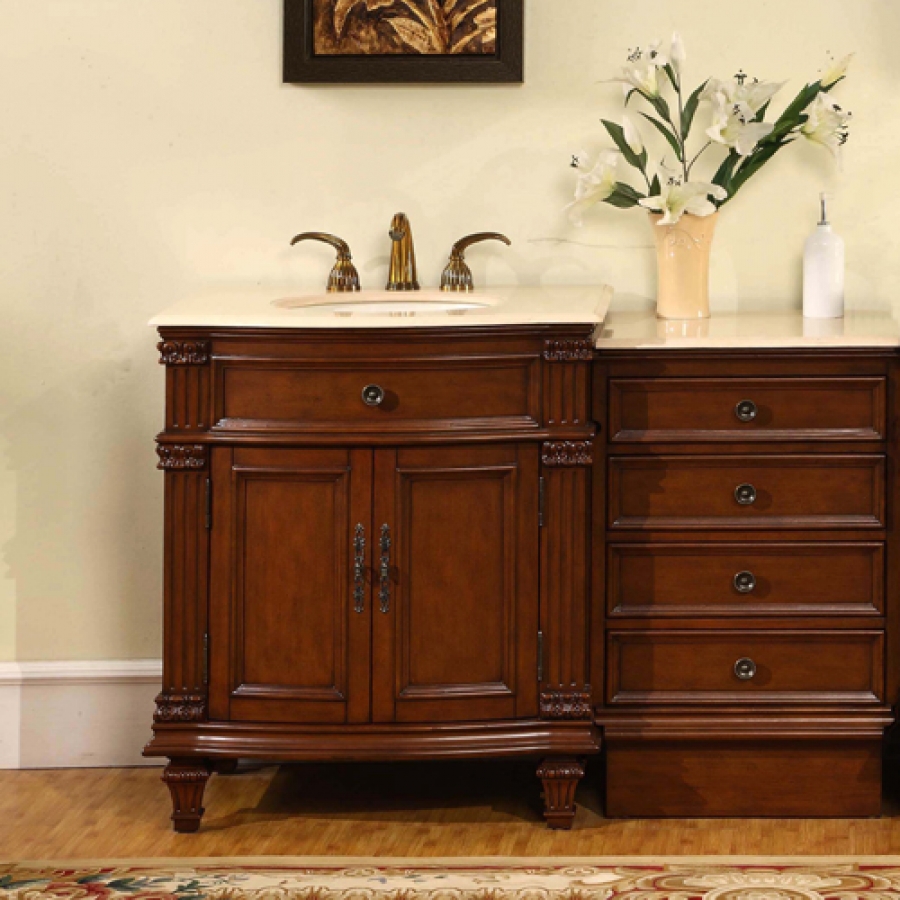 51 Inch Single Sink Bathroom Vanity with Marble