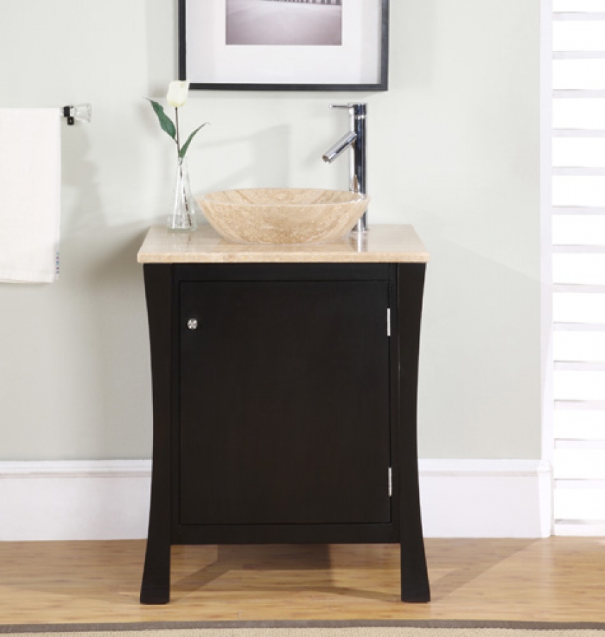 26 Inch Modern Espresso Vessel Sink Bathroom Vanity