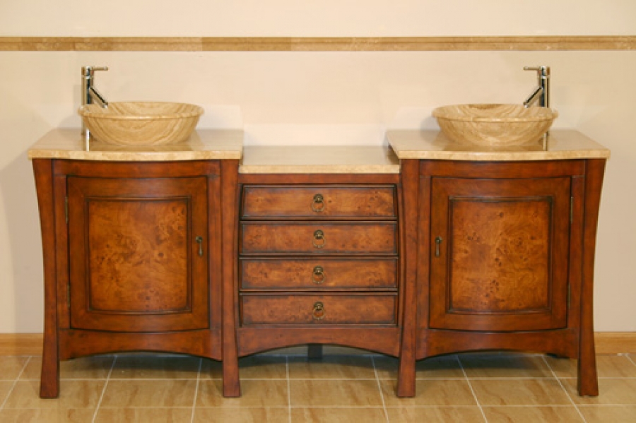 72 Inch Double Vessel Sink Bathroom Vanity With Drawers