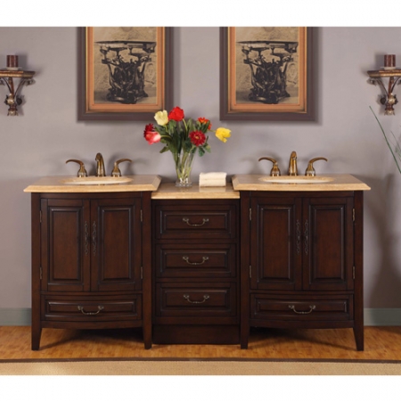 73 5 Inch Double Sink  Vanity with Under  Counter LED Lighting